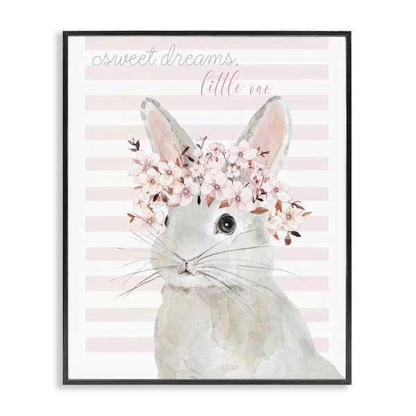 Sweet Dreams Bunny by Jessie Perry Black Framed Animal Giclee Art Print 14 in. x 11 in.