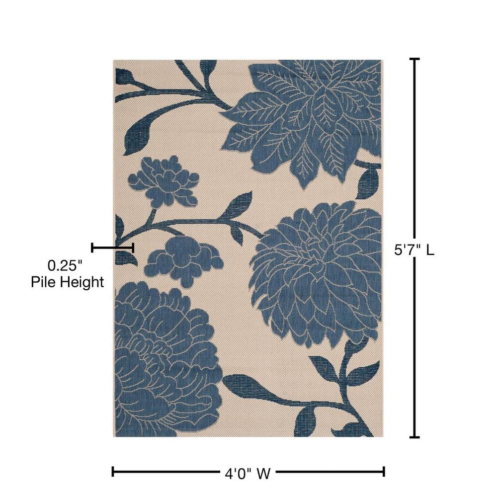 Elysian Blue 47" Rectangular Easy-Care Outdoor Area Rug