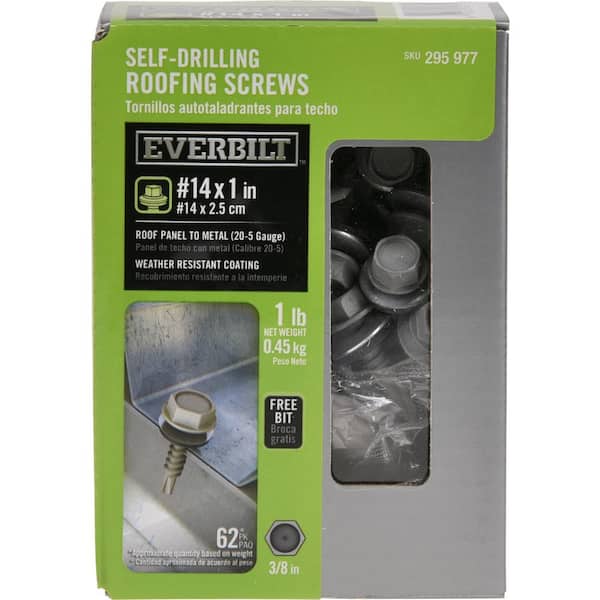 Everbilt #14 x 1 in. Self-Drilling Screw with Neoprene Washer 1 lb.-Box (62-Piece)