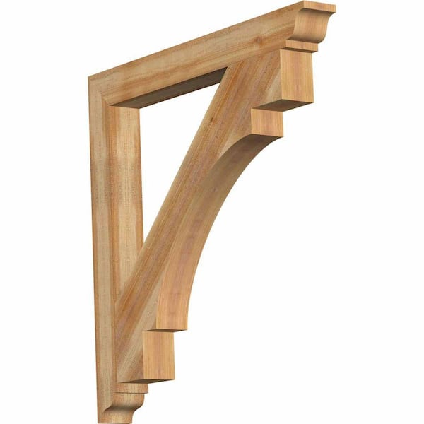 Ekena Millwork 4 in. x 38 in. x 38 in. Western Red Cedar Merced Traditional Rough Sawn Bracket