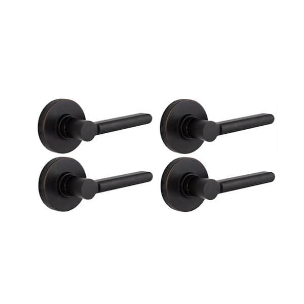 Defiant Tonebridge Aged Bronze Hall/Closet Door Lever with Round Rose (4-Pack)