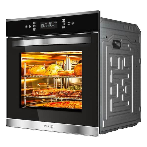 24 in. 2.83 cu. ft. single Electric Wall Oven with Convection and Manual Clean in Stainless Steel, Tempered Glass Door