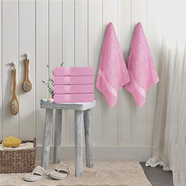 Het begin onderwijs Luipaard The Clean Store 10 Piece Pink Cotton Bath Towel Set (2 Bath Towels, 2 Hand  Towels and 6 Washcloths) 433 - The Home Depot