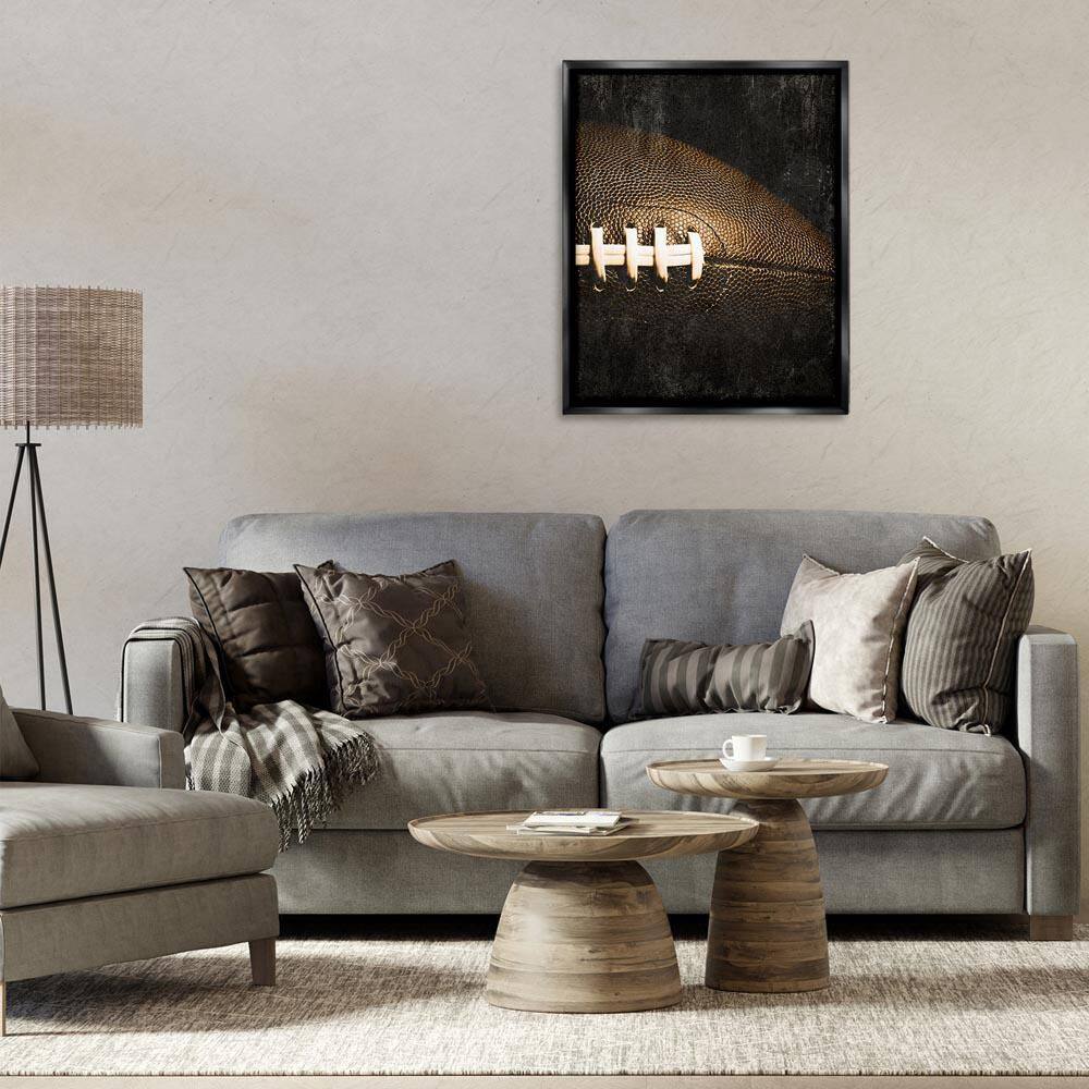 Rustic Football Close Up by Kim Allen Black Floater Frame Sports Graphic Art Print 31 in. x 25 in. price history on PriceWatchPro