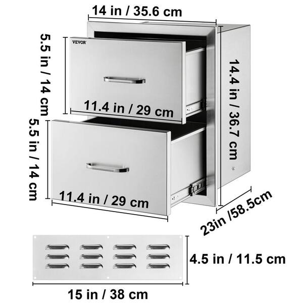 VEVOR Outdoor Kitchen Drawers 14 in. W x 14.3 in. H x 23 in