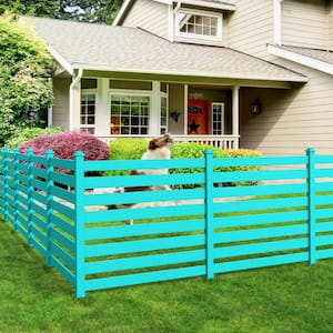 Ares 46 in. x 38 in. Aruba Blue Gaeden Fence W/Post No-Dig Steel Cone Anchor Recycled Plastic Privacy Fence Panel(2-PK)