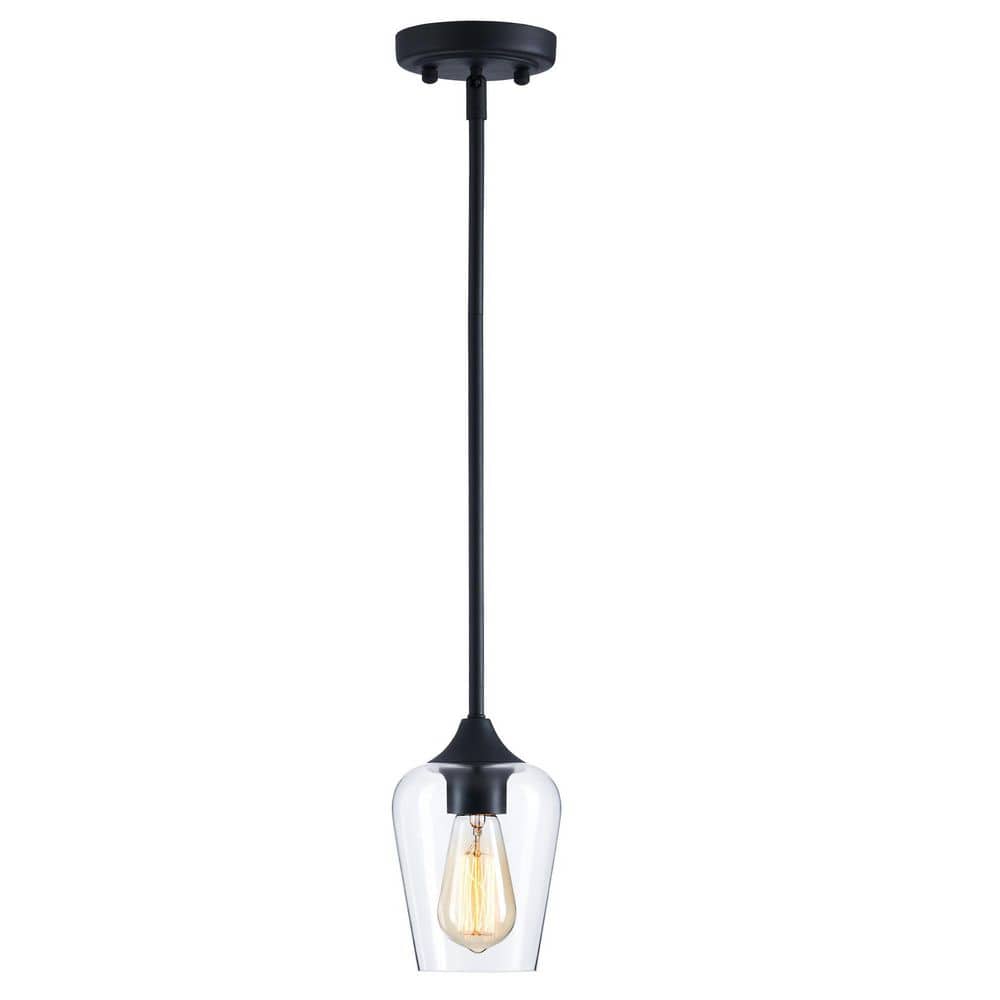 Reviews for Merra 1Light Matte Black Pendant Light Glass Goblet Shade