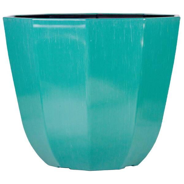 Vigoro 16 in. Lucinda Large Aqua Plastic Planter (16 in. D x 13 in. H