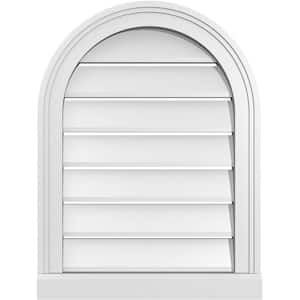 18 in. x 24 in. Round Top White PVC Paintable Gable Louver Vent Functional