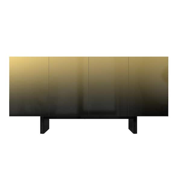 Clihome Matte Black MDF 63 in. W Accent Cabinet and Sideboards with 4-Doors and Adjustable Shelves