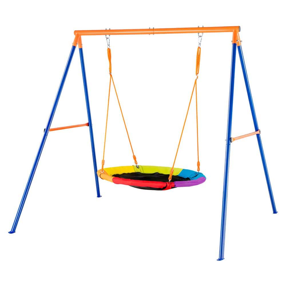 Swing Set for Backyard Metal Outdoor Swing Set with 440 lbs. Capacity 40 in. Saucer Swing Heavy Duty A-Frame Metal Frame price history on PriceWatchPro