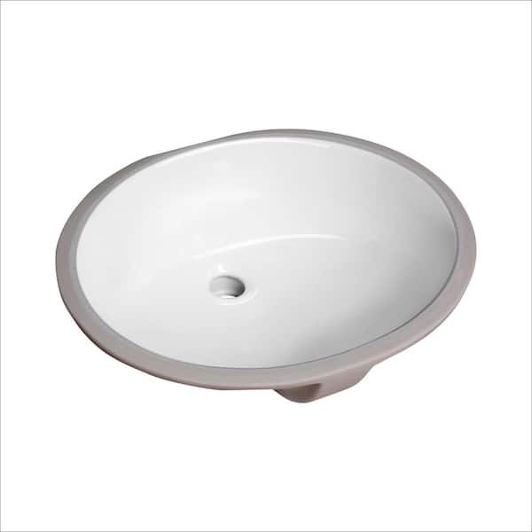 EPOWP 17 in. Corner Undermount Ceramic Bathroom Sink in White
