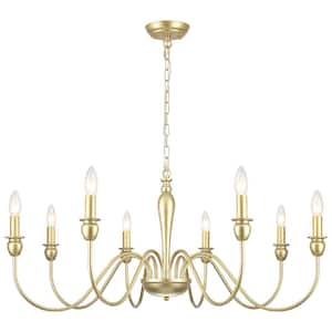Marypaz 8-Light Spray Gold Dimmable Classic Traditional Farmhouse Chandelier for Kitchen Island with no Bulbs Included