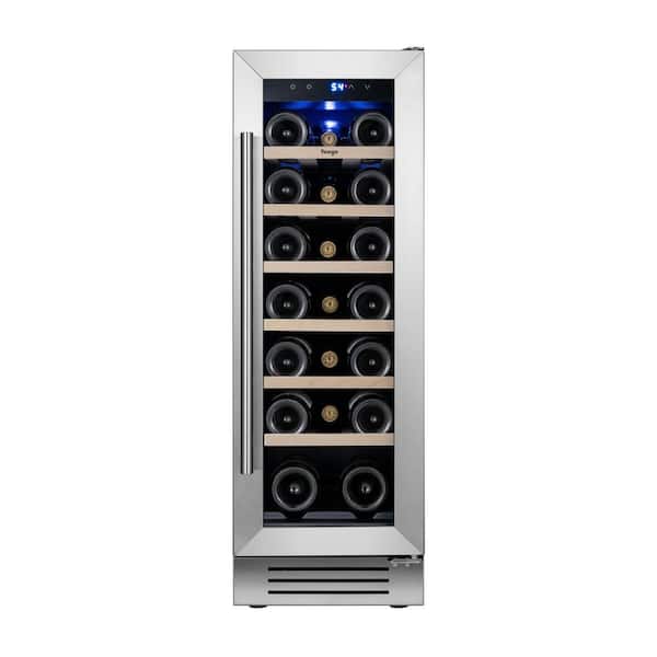 12 in. Single Zone Built-in/Freestanding 20 Bottle Wine Cooler with Adjustable Shelves in Stainless Steel (Right-Hinged)