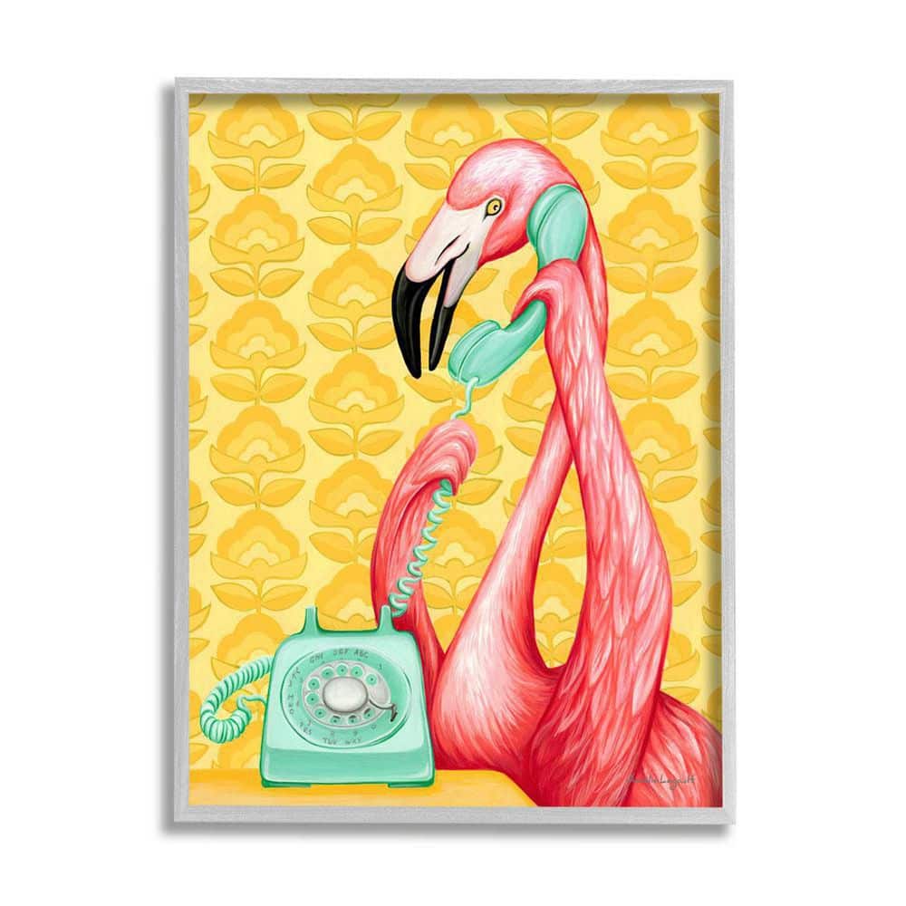 The Stupell Home Decor Collection Flamingo Calling Dial Telephone