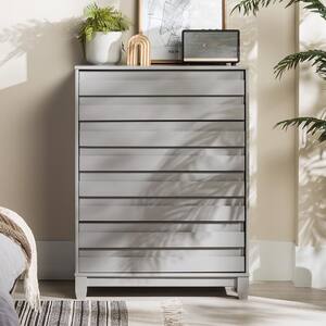 Priya  4-Drawer Grey Solid Wood Modern Panel Dresser
