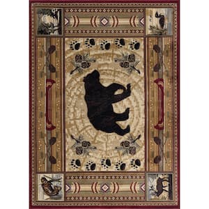 Nature Red 5 ft. x 7 ft. Lodge Area Rug
