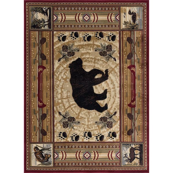 Tayse Rugs Nature Red 8 ft. x 10 ft. Lodge Area Rug