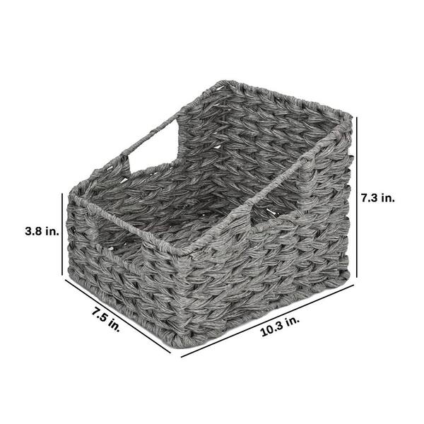 Gray 7.5 in. x 7.3 in. Polypropylene Decorative Basket Set