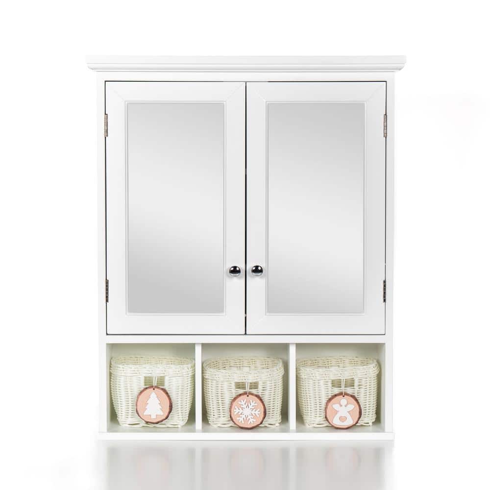 24.75 in. W x 7.5 in. D x 30.25 in. H Bathroom Storage Wall Cabinet in Whit