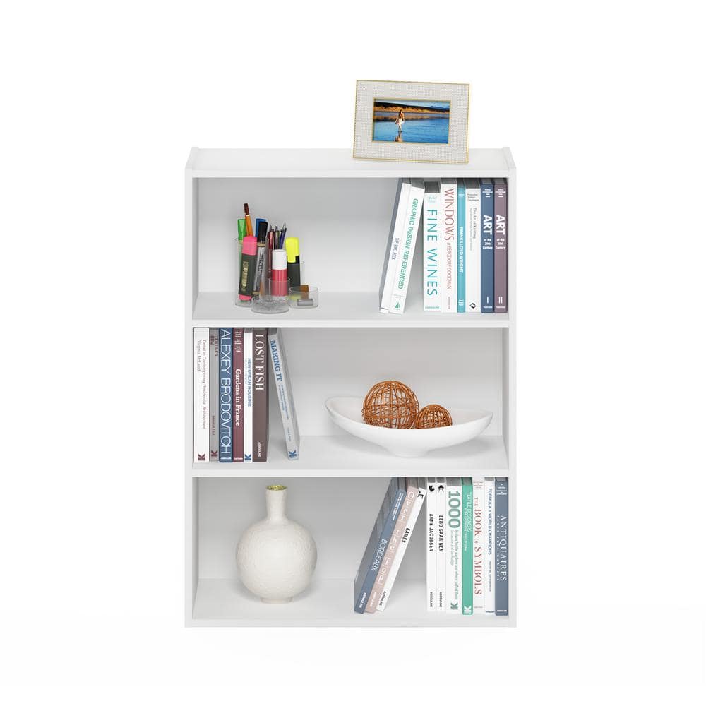 Plain White 3-Tier Laminated Wood Kids' Shelf