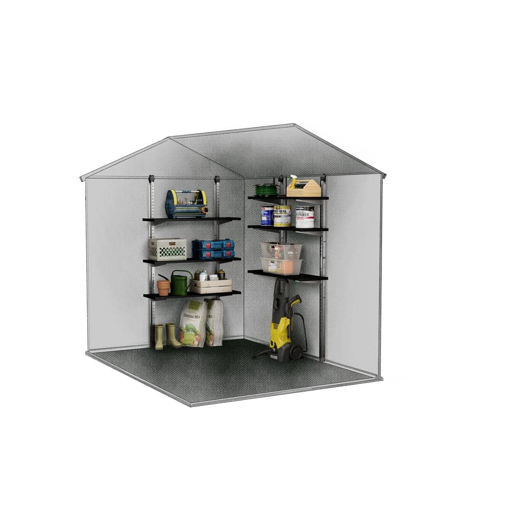 Black Steel Reinforced Adjustable Storage Shed Shelf Kit, 40 Inch