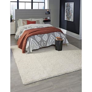 Solid Shag Pure Ivory 8 ft. Square Area Rug