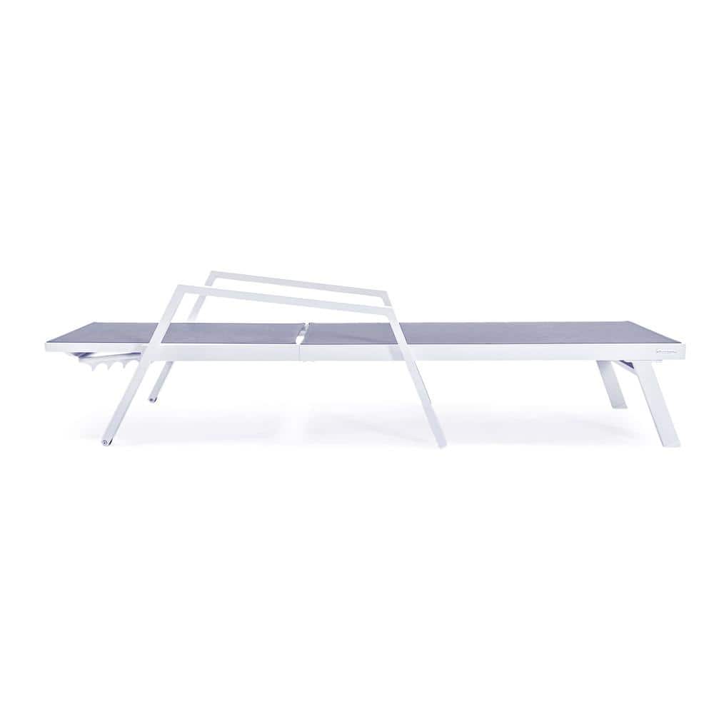 Gray Aluminum Patio Chaise Lounge Chair with Adjustable Backrest