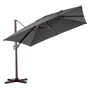 10 ft. x 10 ft. Rectangular Heavy-Duty 360-Degree Rotation Cantilever Patio Umbrella in Dark Gray