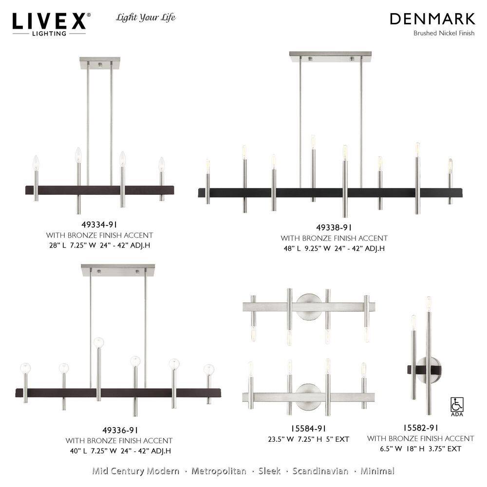 Elegant 6-Light Brushed Nickel & Crystal Chandelier with Bronze Accents
