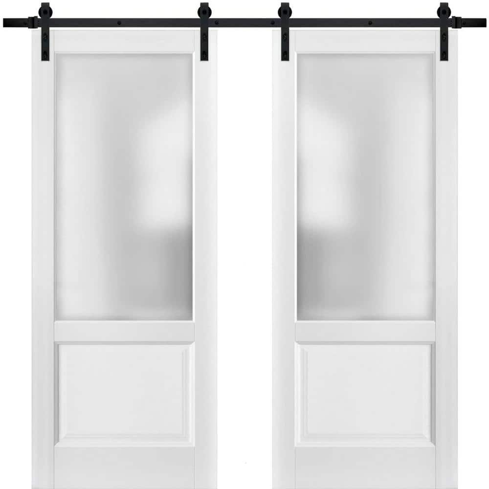 Sartodoors 1422 72 In. X 84 In. 1 Lite Frosted Glass White Finished ...