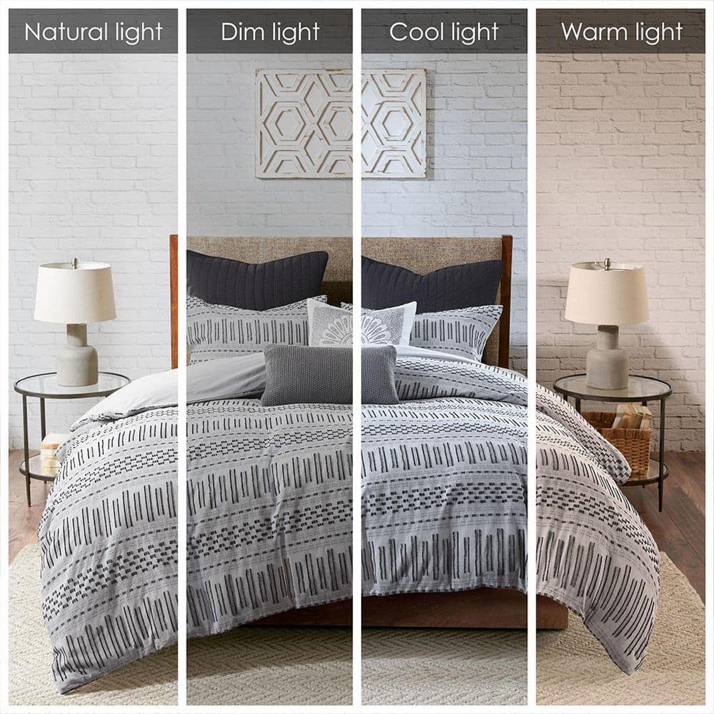King Navy Cotton Jacquard Bedspread Set with Textured Accents