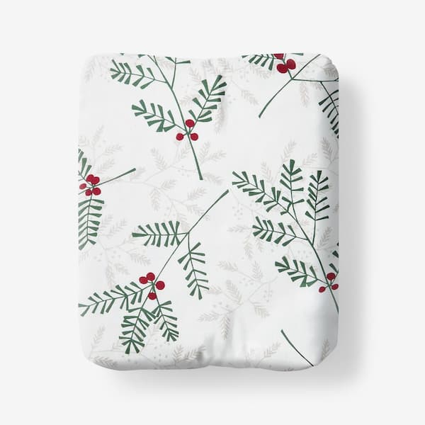 The Company Store Legends Hotel Berry Sprig Velvet Flannel Green Multi Cotton Full Fitted Sheet