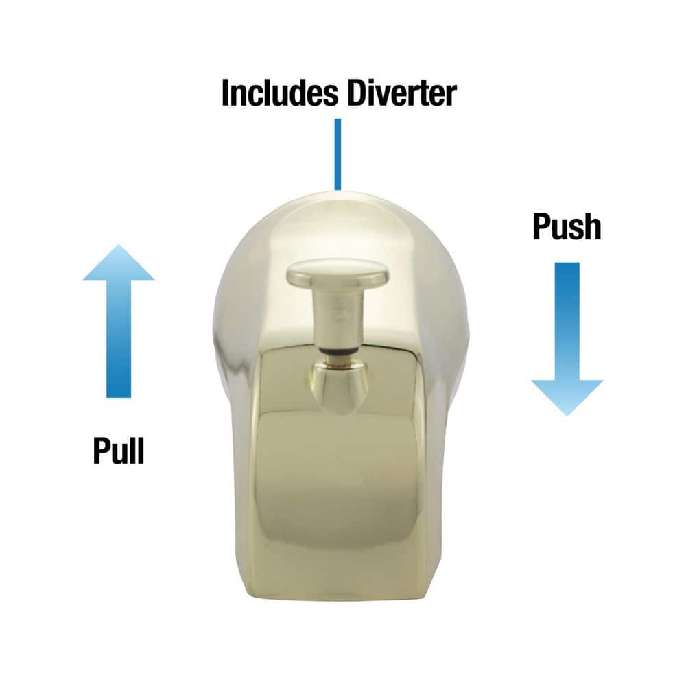 Polished Brass Universal Tub Spout with Diverter