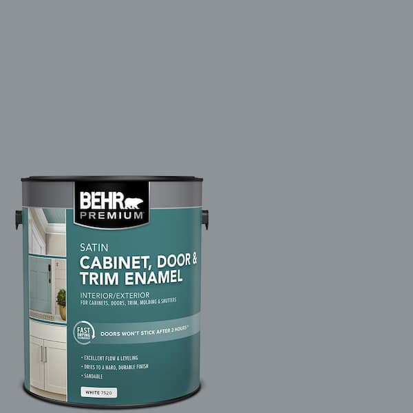 Behr Premium 1 Gal Ppu18 04 Dark Pewter Satin Enamel Interior Exterior Cabinet Door Trim Paint 752001 - Pewter Paint Color Home Depot