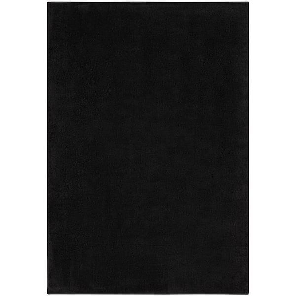 Essentials 4 ft. x 6 ft. Black Solid Contemporary Indoor/Outdoor Patio Area Rug