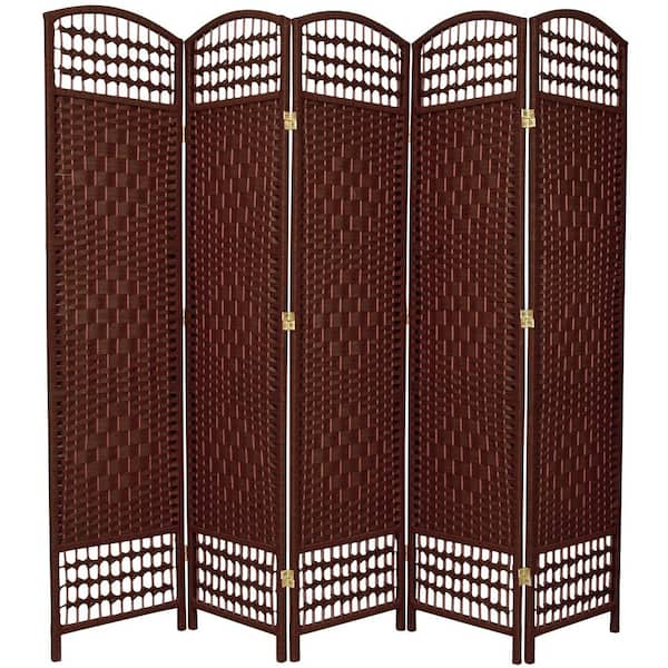 Oriental Furniture 5.5 ft. Dark Red 5-Panel Room Divider