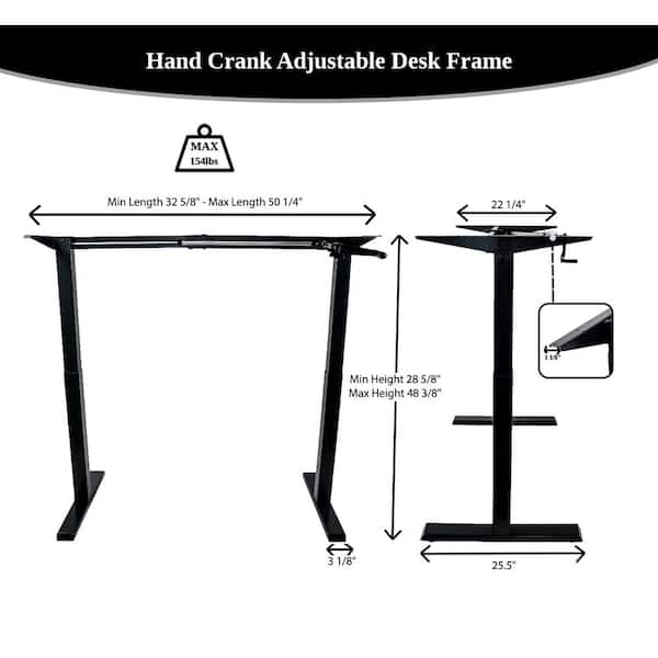 48.56 in. Rectangular White Standing Desk with Adjustable Height Feature