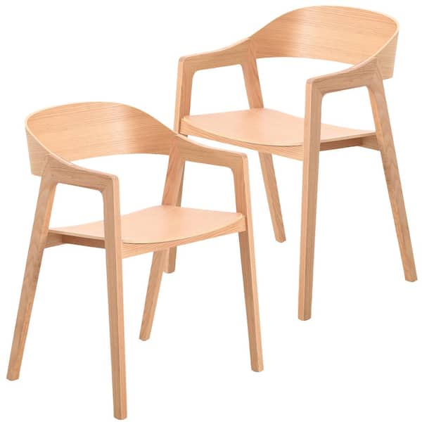 Set Of Two Brown Wood Open Back Arm Chairs Set Of Two Brown Wood Open Back Arm Chairs