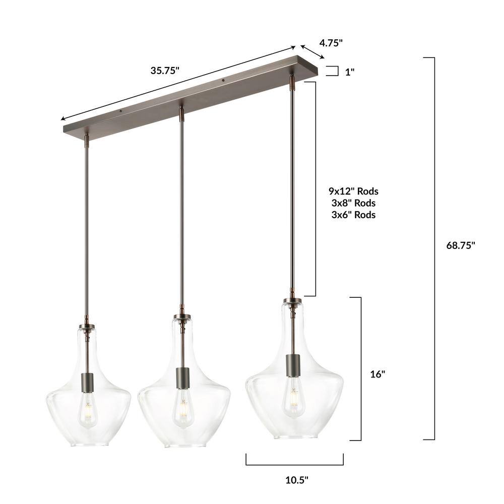 Modena Modern Bronze 69'' Clear Glass Island Light