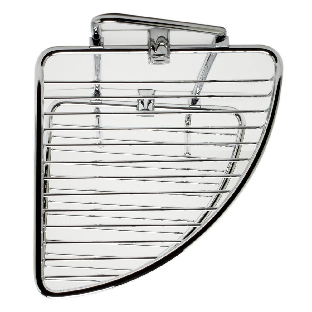 Polished Chrome Corner Mounted Double Basket Shower Shelf