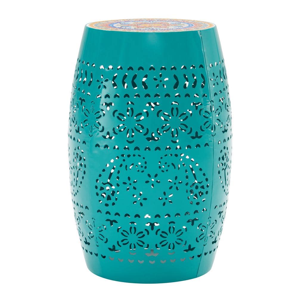 12 in. Outdoor patio metal side table, suitable for any combination, Teal