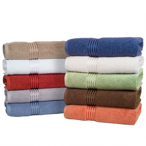Buy Green/Coral 10 Piece 100% Cotton Towel Set Online| SPACES India
