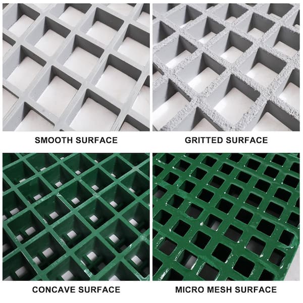 Wellco 2 ft. x4 ft. x1 in.Fiberglass Molded Grating Composite for Floors Outdoor Drain Cover,Paver,1.5 x1.5 x1in, Gray, Gritted