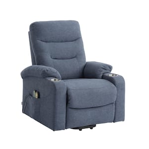 Navy Blue Power Lift Recliner Chair with Cup Holder and 8 Massage Points Function