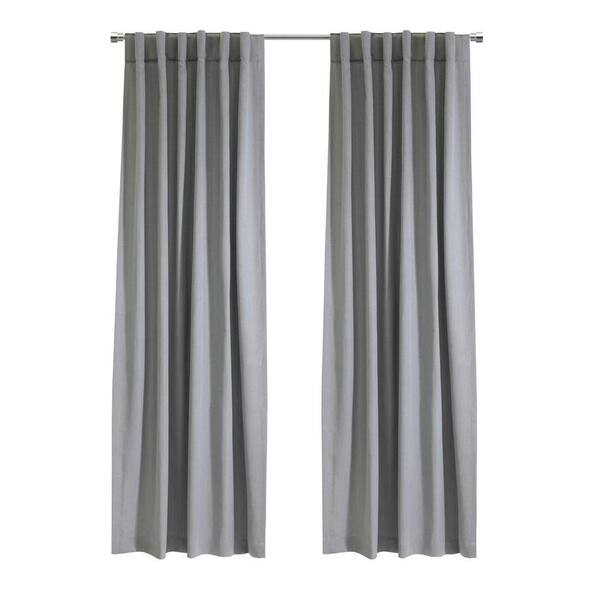 Habitat Mulberry Grey Polyester Textured 54 in. W x 84 in. L Dual Header Indoor Light Filtering Curtain (Single Panel)