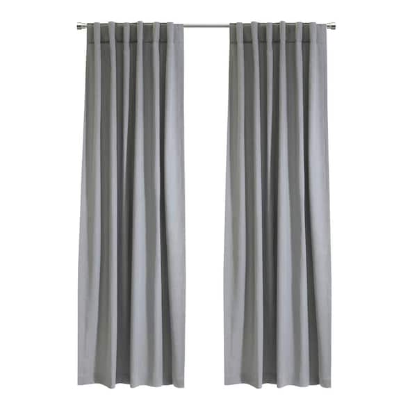 Habitat Mulberry Grey Polyester Textured 54 in. W x 95 in. L Dual Header Indoor Light Filtering Curtain (Single Panel)
