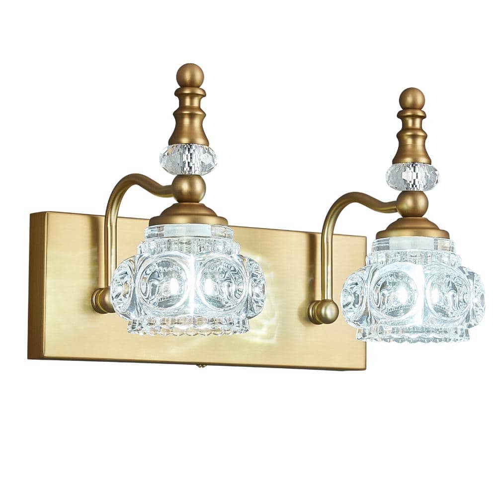 11.81 in. 2-Light Brass Vanity Light Clear Glass For Bathroom Mirror Bedroom Hallway Farmhouse price history on PriceWatchPro