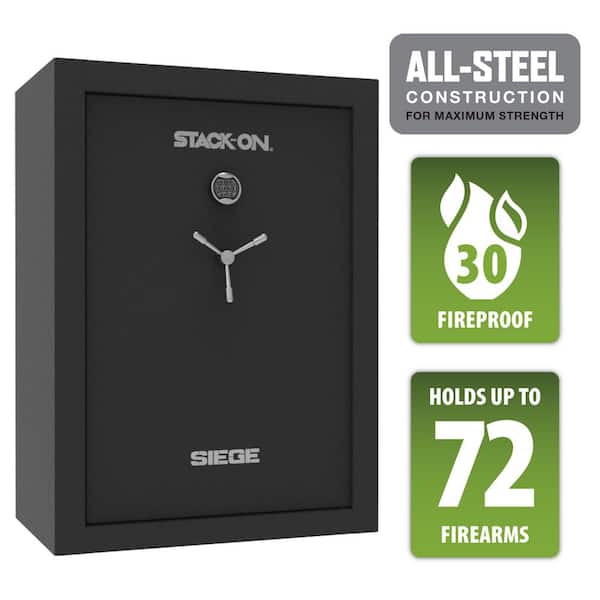 STACK-ON Siege 72-Gun Fireproof with Electronic Lock Gun Safe, Black