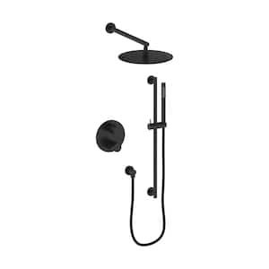 ZLINE Emerald Bay 2-Spray Patterns with 2 GPM 15.8" Wall Mount Dual Shower Heads with Thermostatic System in Black